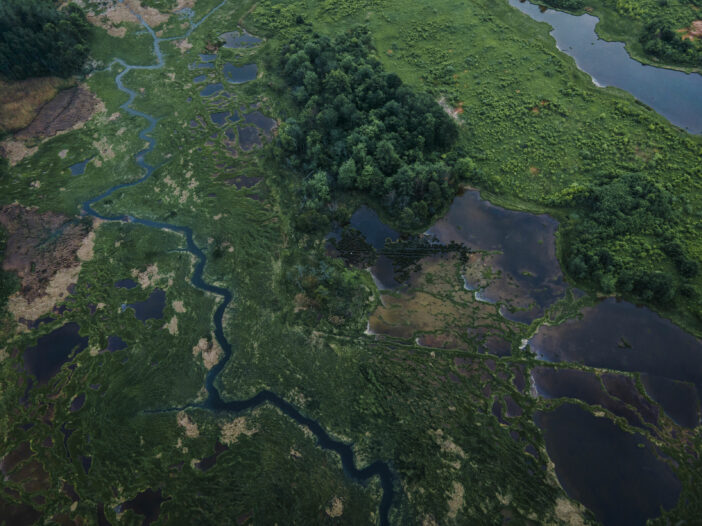 An aerial view of Scarborough Marsh